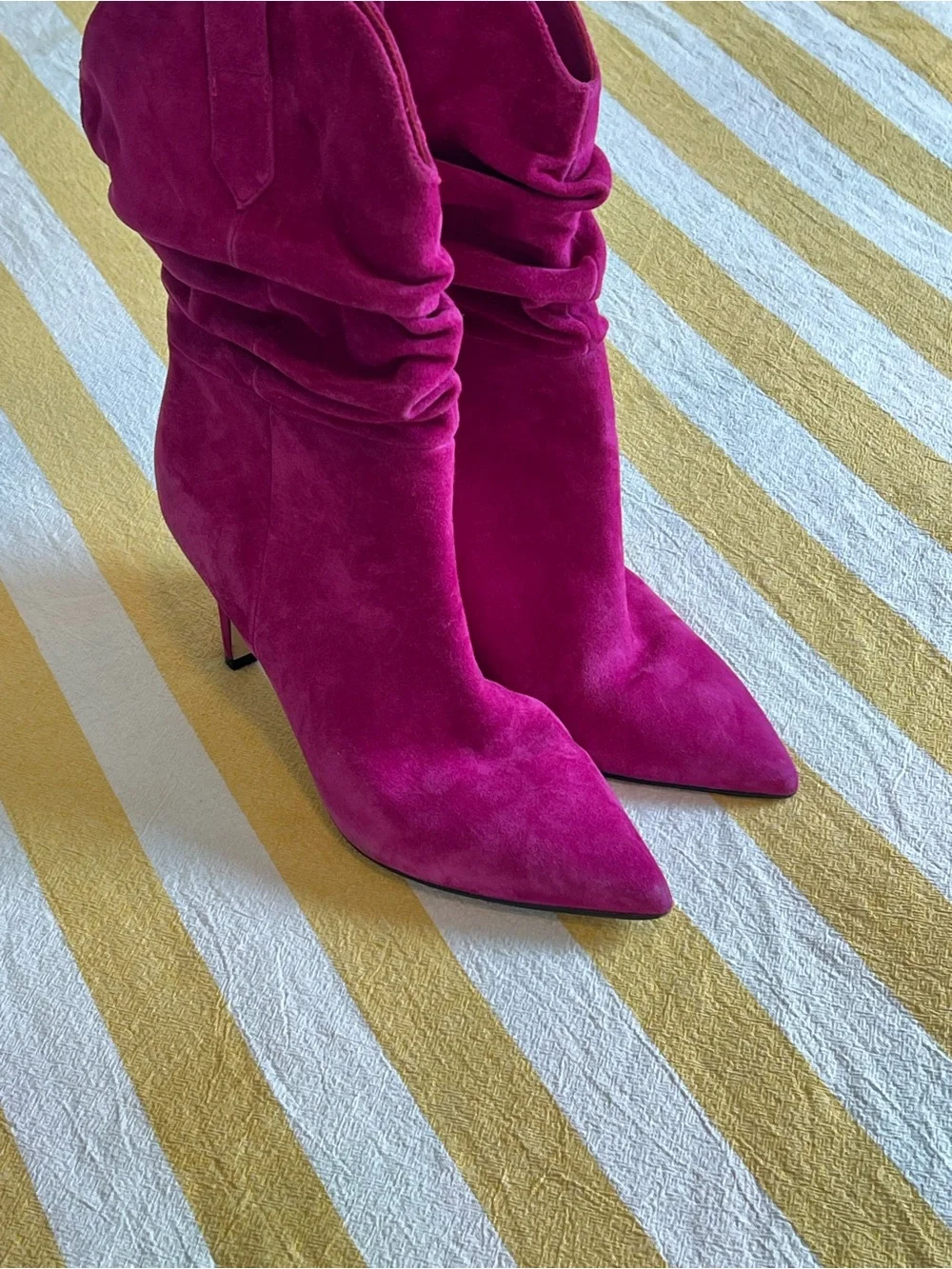 Nine West pink leather Suede Pointed-Toe Slouch Boot - Picture 1 of 7